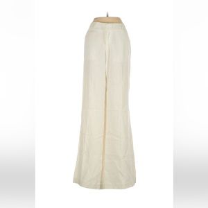 Gilber Gilmore Low Waisted Wide Leg White Linen Pants